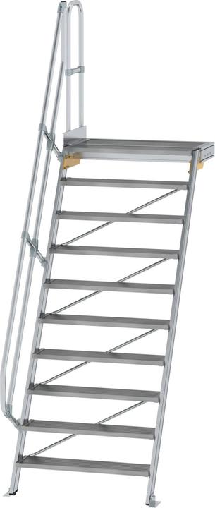 Actual product image Munk Stairs with platform 60ï¿½ step width 1000 mm 10 steps aluminium ribbed (Scaffolding, 199 cm)