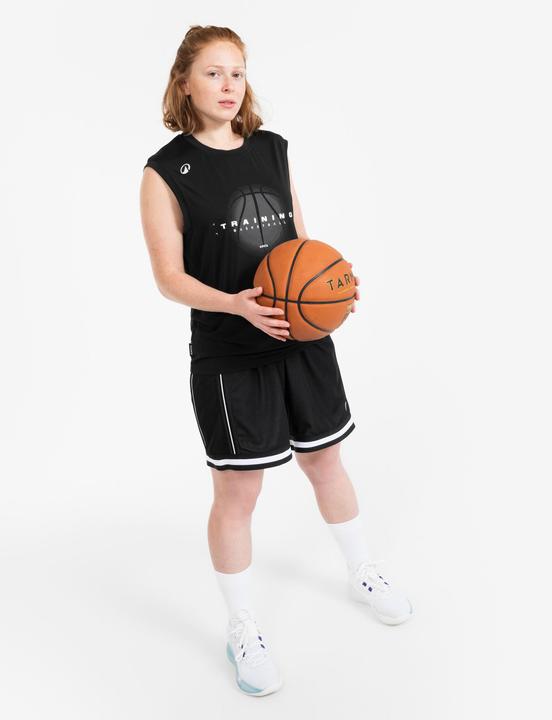Produktbild Kipsta Damen/Herren Basketball Shorts wendbar leicht - SHR 500 schwarz-weiss (S)