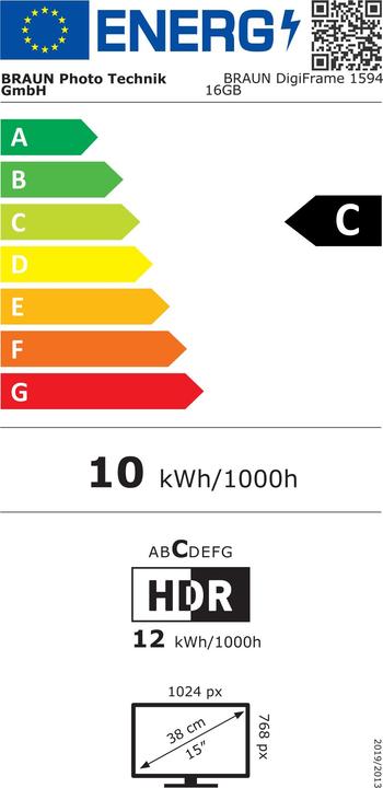 Energy Label Braun Photo BRAUN DigiFrame 1594 16GB (14.96", 1024 x 768 pixels)