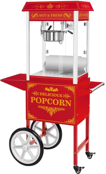 Produktbild Royal Catering Retro Popcornmaschine Profi Popcornmaker Popcornautomat 1500W 5kg/h mit Wagen