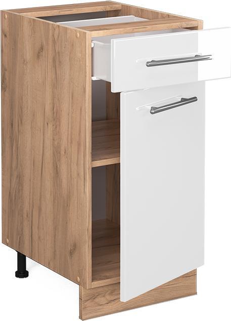 Gold power oak, White High Gloss