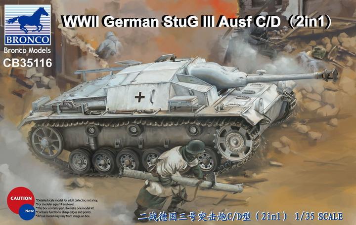 Immagine prodotto Bronco StuG III Ausf C/D tedesco della seconda guerra mondiale con StuK 37/L24 e StuK40/L48 da 75 mm (2in1)