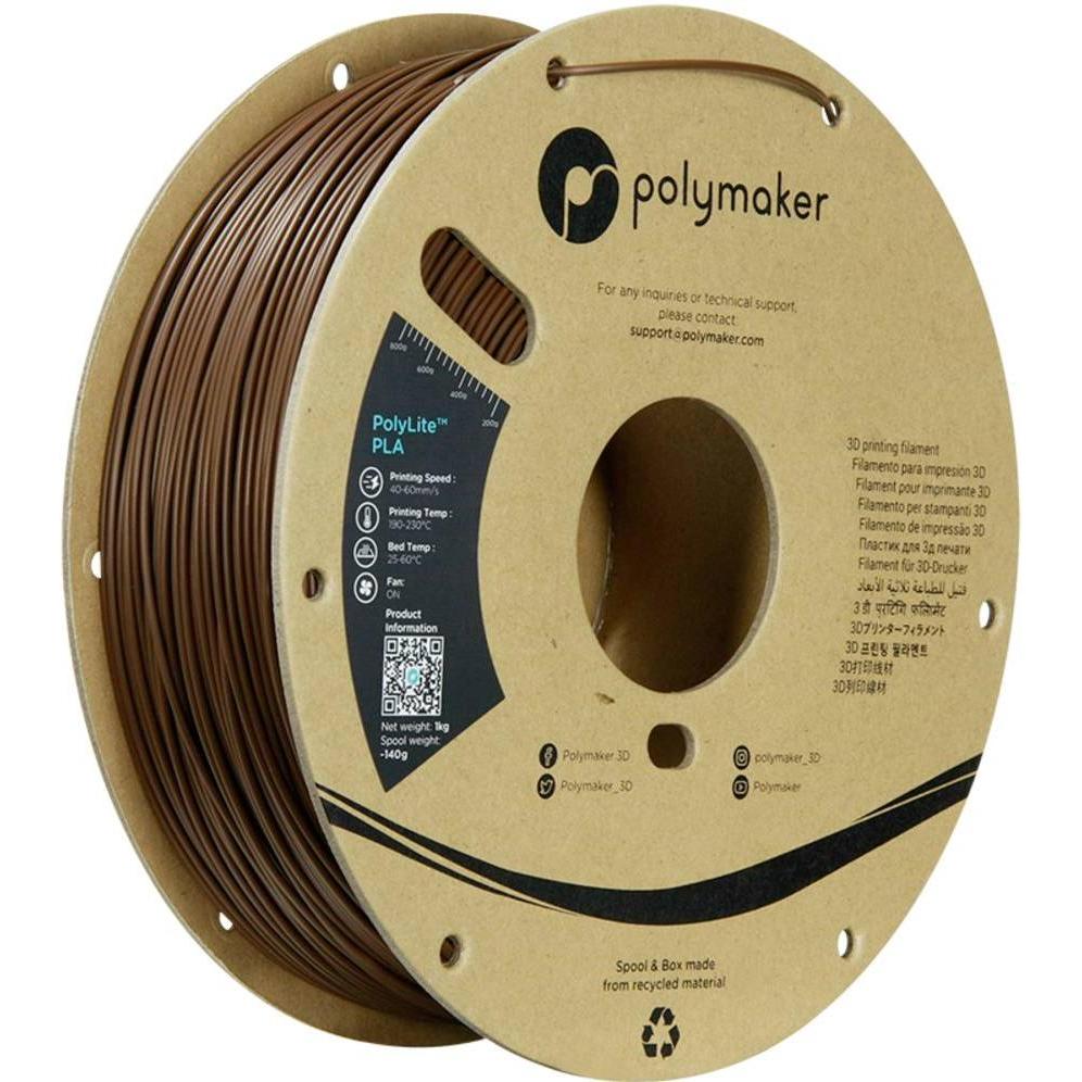 Polymaker PolyLite PLA (PLA, 1.75 mm, 1000 g, Braun), 3D Filament, Braun