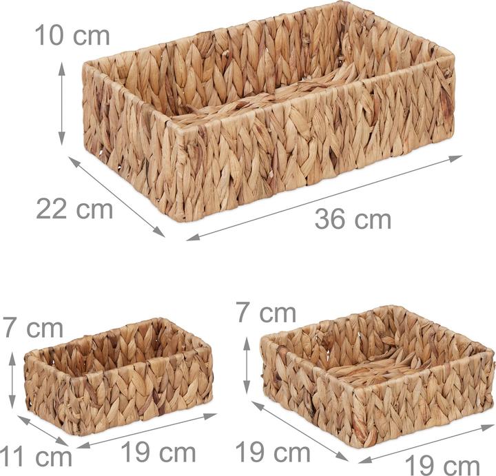 Actual product image Relaxdays 3-piece water hyacinth basket set (3 x, 36 x 22 x 10 cm)