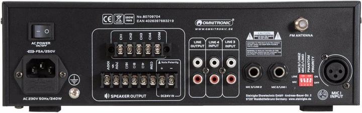 Actual product image Omnitronic CPZ-120P ELA ELA amplifier 120 W 4-channel 4 zones (Amplifier)
