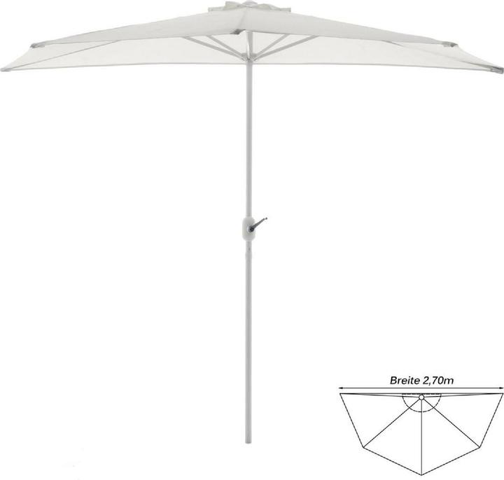 Produktbild VCM Balkon-Sonnenschirm Weiss halbrund Gartenschirm Sonnenschutz 2,7m mit Kurbel (2.70 m)