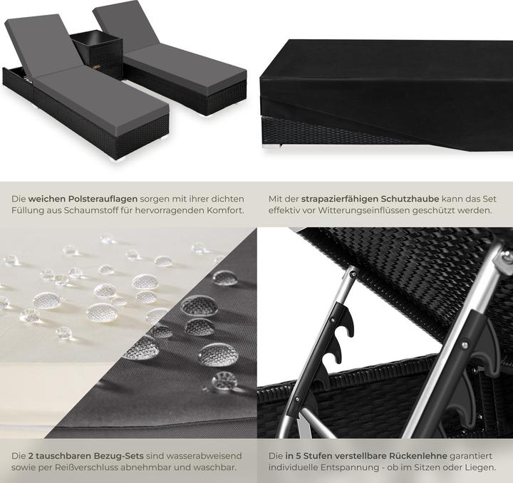 Actual product image tectake 2 sunbeds (184 cm)