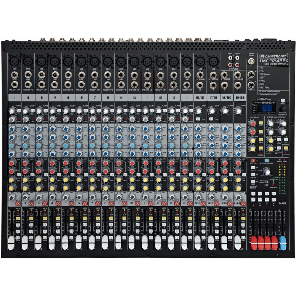 Omnitronic LMC-3242FX USB Mischpult (Studio- und Livemixer), Mischpult