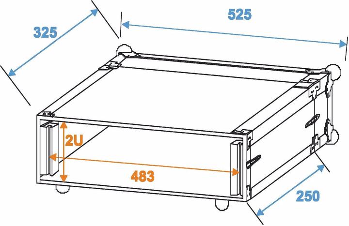 Image du produit Roadinger Rack d'effets CO DD, 2U, 24cm de profondeur, noir (Boîtier 19)