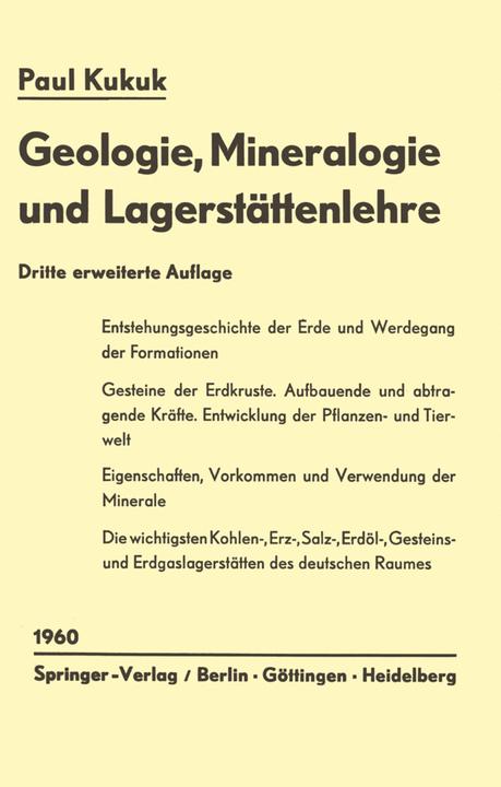 Produktbild Geologie, Mineralogie und Lagerstättenlehre (Deutsch, Paul Kukuk, 2012)