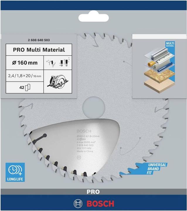 Image du produit Bosch Professional Zubehör Lame de scie circulaire PRO Multi Material, 160 x 2,4 x 20 mm
