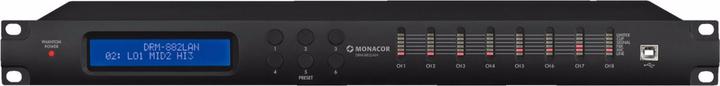 Monacor Router di matrice audio 8x8 digitale, LAN 1U