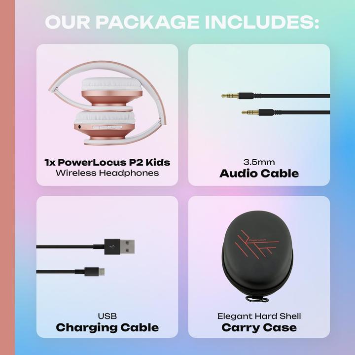 Produktbild PowerLocus Wireless Headphones for kids P2 (rose gold)