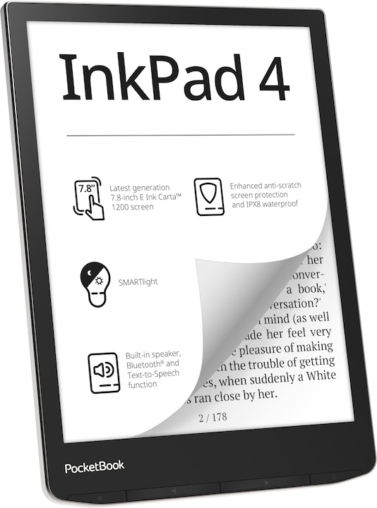 PocketBook InkPad 4 (7.80", 32 GB, Stardust Silver)