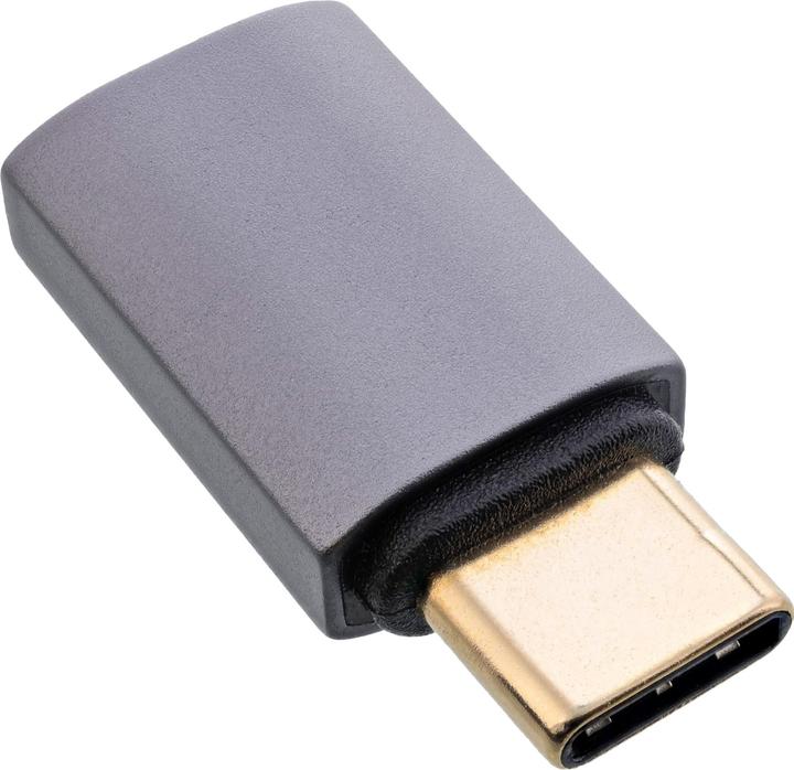 Actual product image InLine USB4 adapter, USB-C plug/socket, aluminium, grey (USB-C, 29 cm)