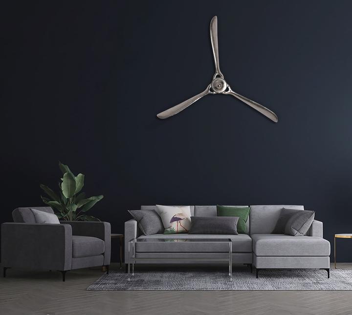 Produktbild FineBuy Deko Propeller 85 cm Wanddeko Aluminium Flugzeug Wandpropeller Wohndeko