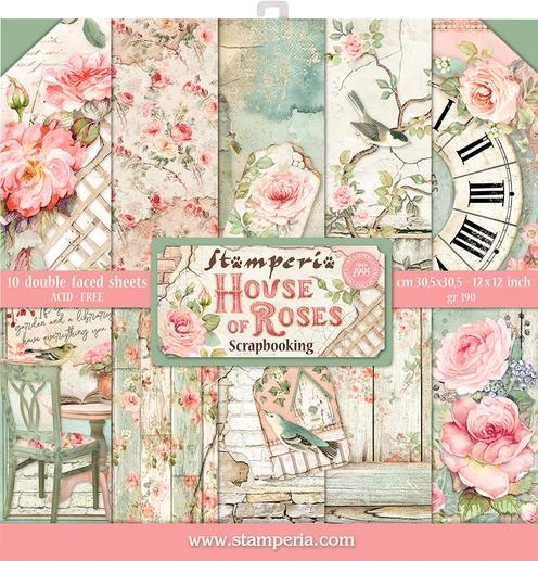 Actual product image Stamperia Scrapbook block "House of Roses", 10 sheets, 30,5x30,5cm (190 g/m², 10 x)