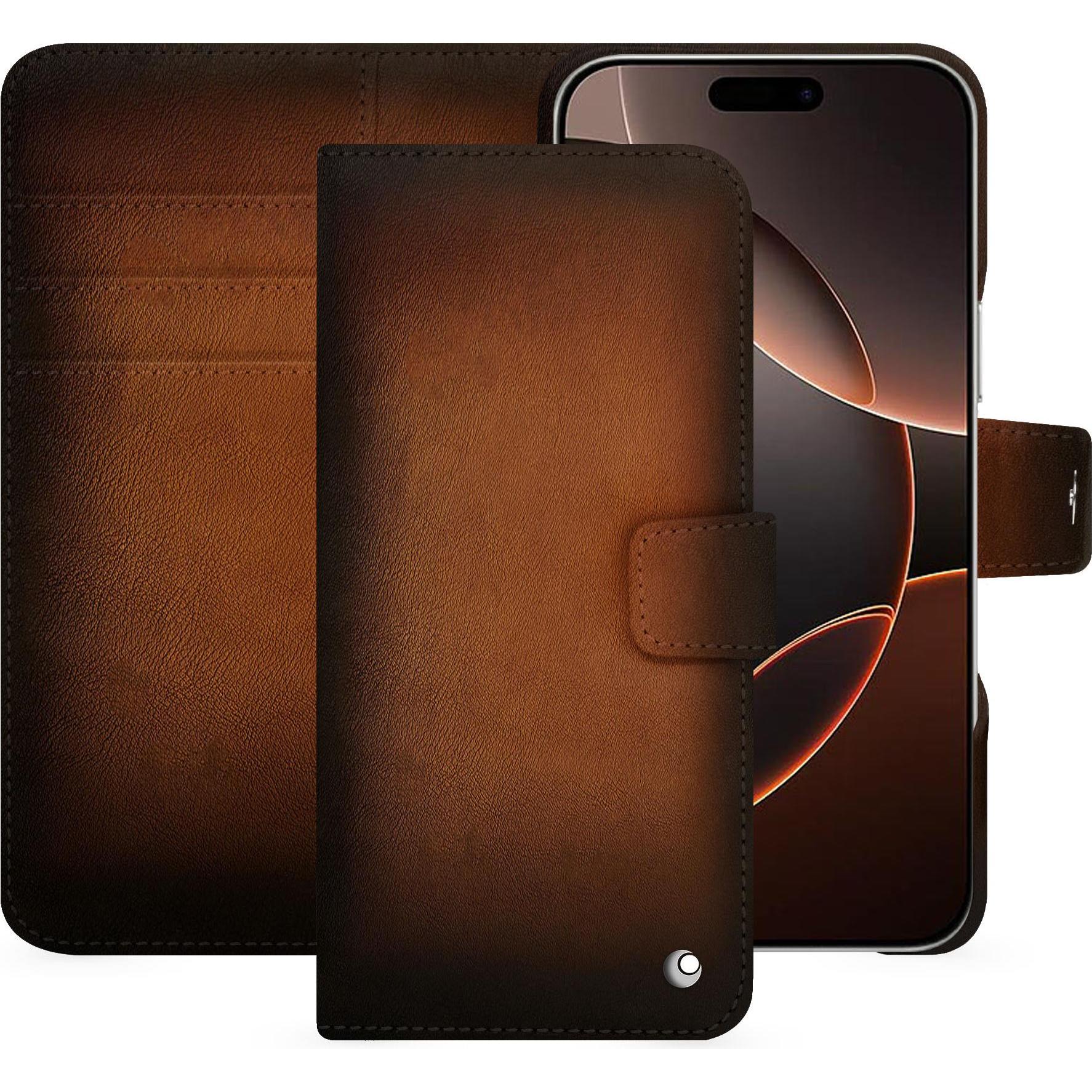 Noreve Lederschutzhülle Apple iPhone 16 Pro (Apple iPhone 16 Pro), Smartphone Hülle, Braun