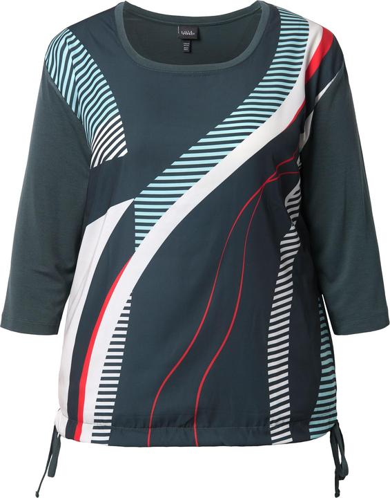 Image du produit Ulla Popken Sweat-shirt oversize avec cordon à la base, motif à rayures, décolleté rond et manches 3/4 (56)
