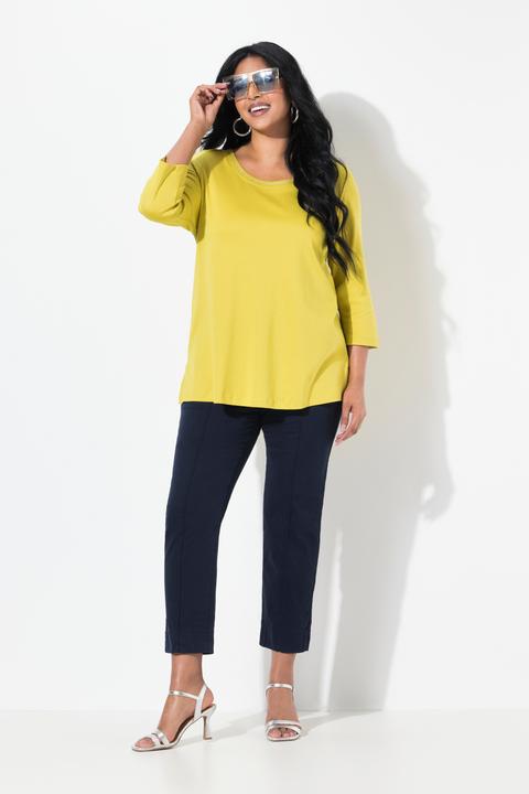 Image du produit Ulla Popken Pantalon avec passepoil et taille élastique. Coupe ajustée avec fente sur le bas de jambe. (54)