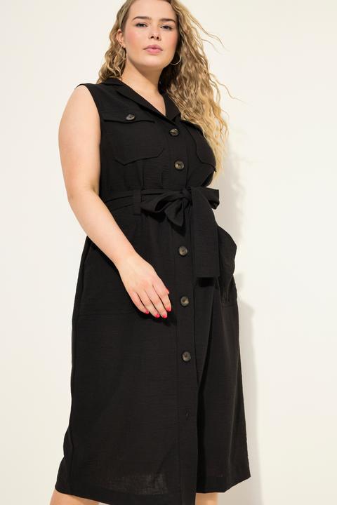 Image du produit Studio Untold Utility-Midikleid, ärmellos, Leinenmix, Bindegürtel, Revers, Knopfleiste (50, 52)