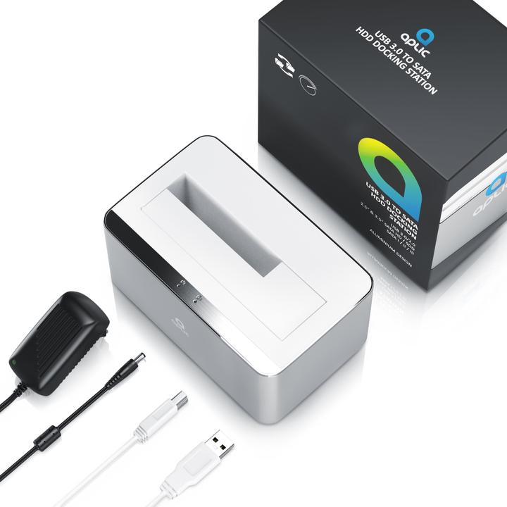 Produktbild Aplic Festplatten Dockingstation, USB 3.0, im Aluminium Gehäuse PC & MAC / 2,5" + 3,5" / HDD + SSD