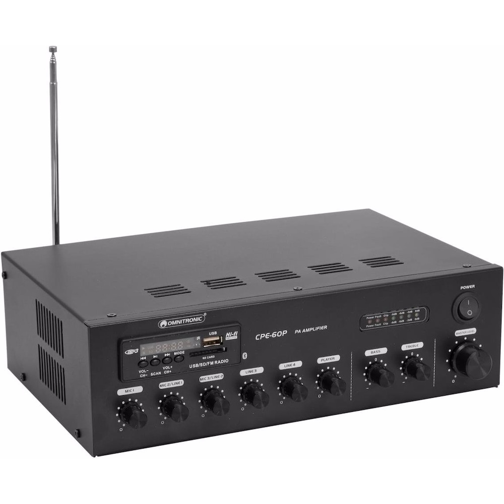 Omnitronic CPE-60P ELA ELA-Verstärker 60 W 4-Kanal 1-Zonen, Stereoverstärker, Schwarz