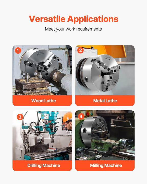Actual product image Vevor 3-Jaw Self-Centering Lathe Chuck