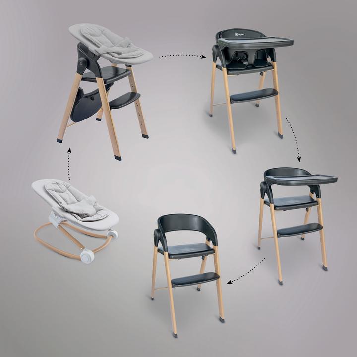 Actual product image BabyGo Levels Newborn Highchair schwarz/Holzoptik (Highchair)