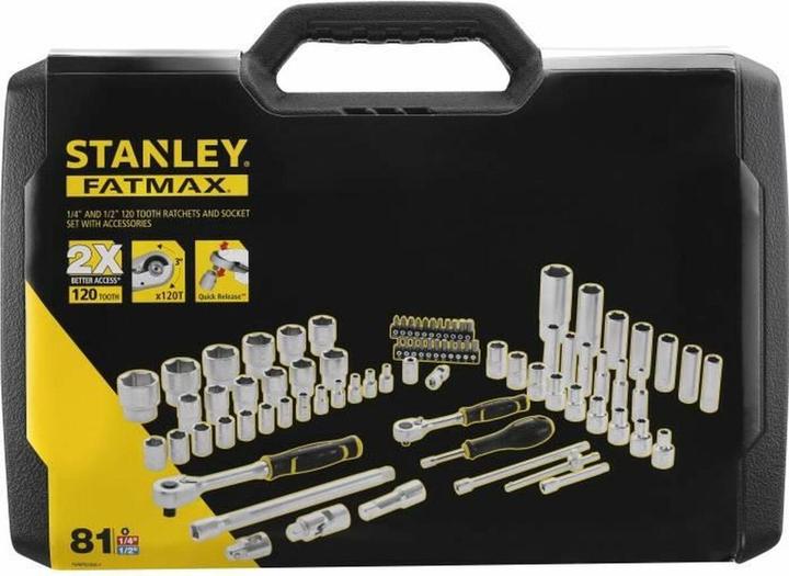 Produktbild Stanley Steckschluessel Set ½ Zoll + ¼ Zoll, 81teilig
