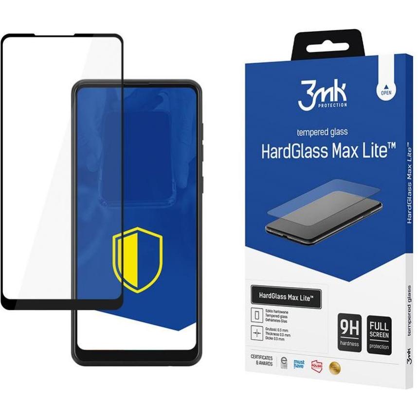 3MK Samsung Galaxy A21s Black - HardGlass Max Lite? (1 Stück, Samsung Galaxy A21s), Smartphone Schutzfolie, Schwarz