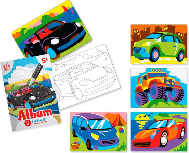 Actual product image Sabbiarelli Sand-it for Fun album Cars, 5 motifs (15 x 20 cm)