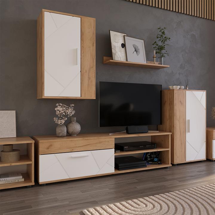 Actual product image Vicco Lowboard & Regal Berno, Goldkraft Eiche/Weiss, mit 1 Klappe