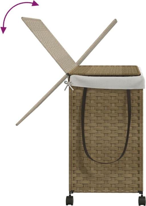 Produktbild vidaXL Wäschekorb mit Rollen 60x35x60,5 cm Rattan,Material