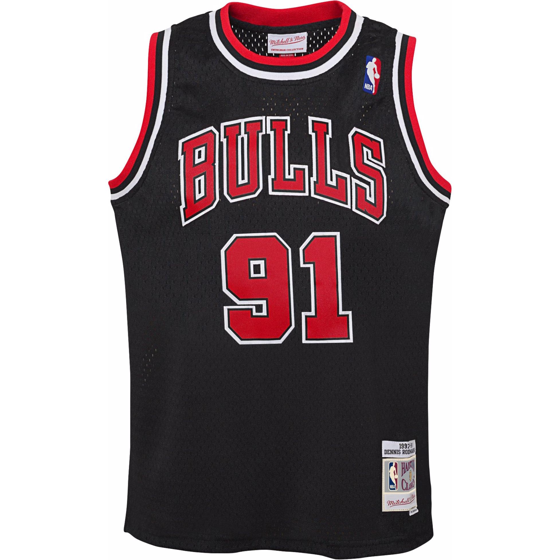 Mitchell & Ness, Jungen, Shirt, Swingman Jersey Chicago Bulls 9798 Dennis Rodman, Schwarz, (140, 146)