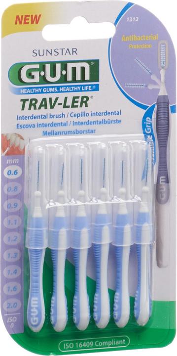 Actual product image GUM SUNSTAR Trav-Ler ISO-Norm 1 0.6mm cylindric lila (6 x)