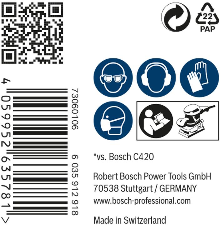 Image du produit Bosch Professional Zubehör Accessories 2608901628 Filet de ponçage pour ponceuse vibrante Grain 120 (L x l) 115mm x 107mm 50 (K120)
