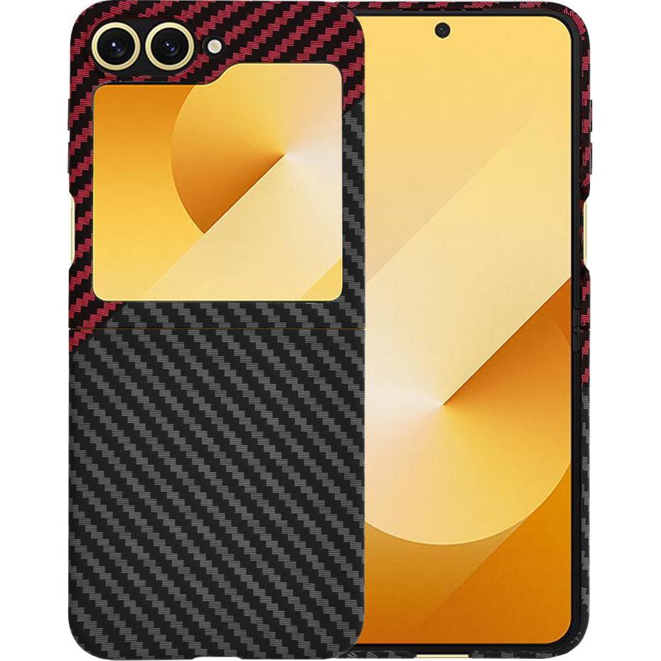 Techsuit - Carbonite FiberShell - Samsung Galaxy Z Flip6 - Red Vortex (Samsung Galaxy Z Flip6), Cover smartphone, Rosso
