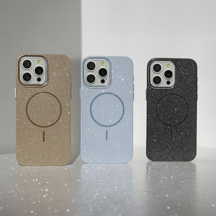 Actual product image OEM Glitter Thin Mag case for iPhone 16 Pro 6,3" black (Apple iPhone 16 Pro)