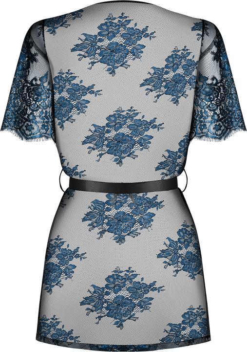 Produktbild Obsessive Indigoblaues Peignoir mit Wimpernspitze und Satinband (M, S)