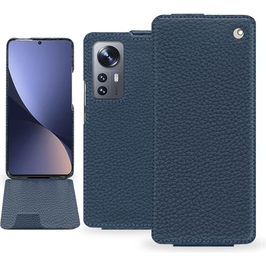 Noreve Lederschutzhülle vertikal (Xiaomi 12 Pro), Smartphone Hülle, Blau