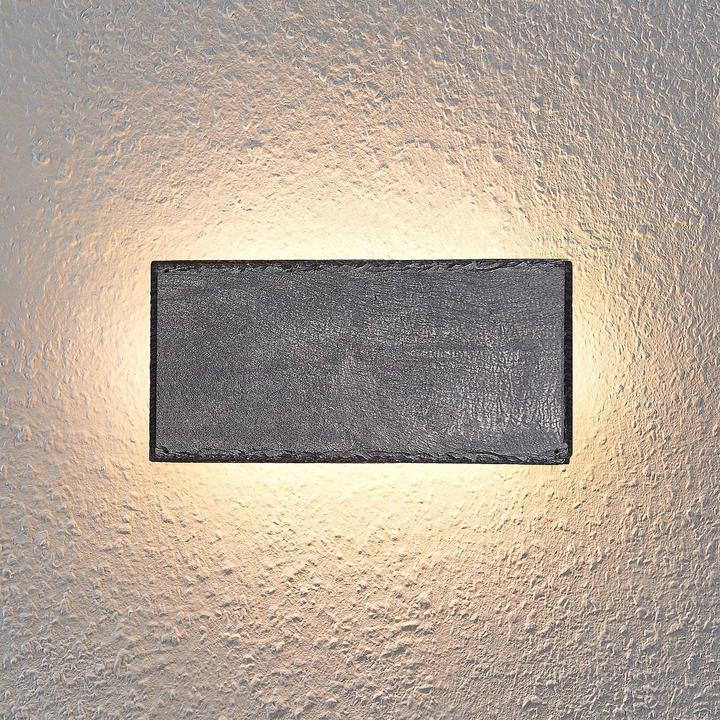 Produktbild Lindby Peetu LED-Wandleuchte, Schiefer, eckig (1000 lm)