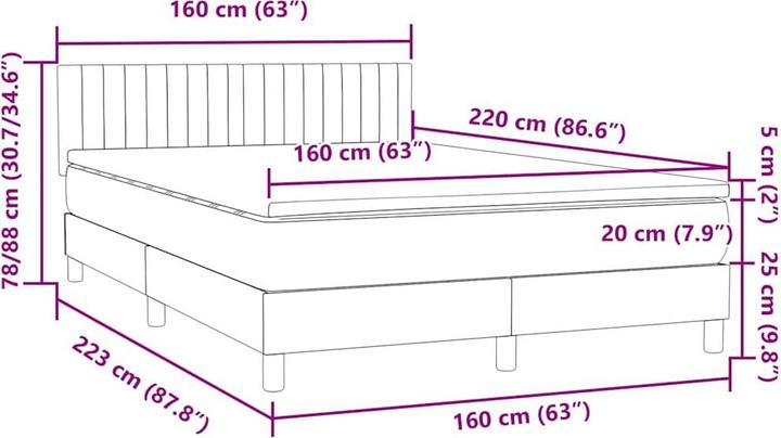 Image du produit vidaXL Boxspringbett (160 x 220 cm)