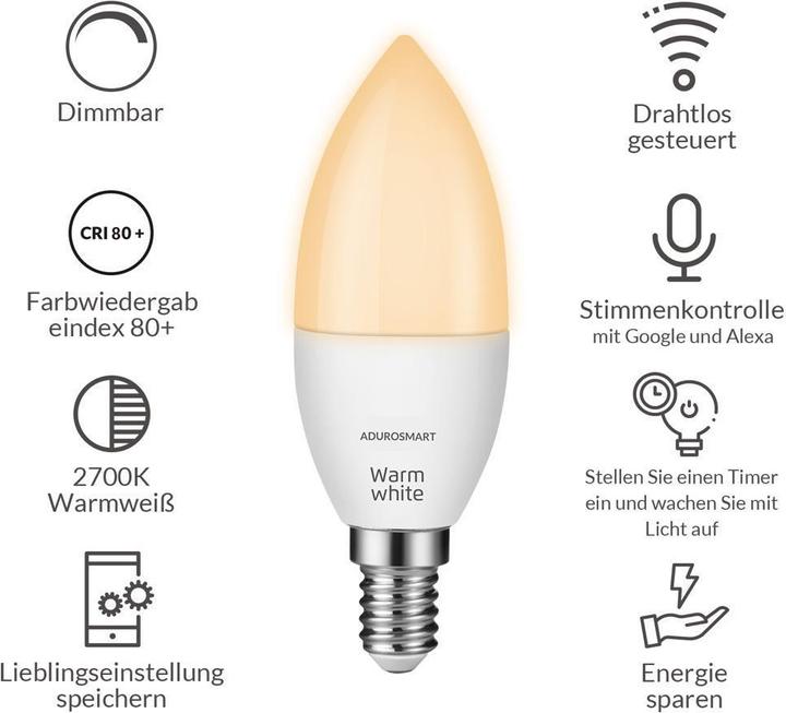 Actual product image AduroSmart illuminant E14 (E14, 470 lm, 2x)