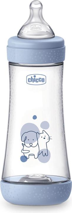 Chicco Babyfläschchen PERFECT5 PP 300ml Sauger Silikon schneller Fluss DRAFT BLUE 4m+