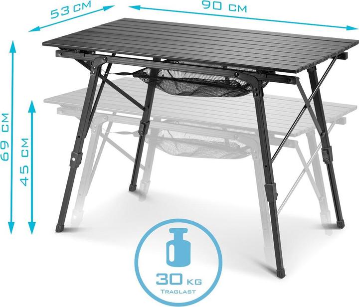 Produktbild Stahlwerk Campingtisch CT-30 ST Faltbarer und höhenverstellbarer Alu-Klapptisch