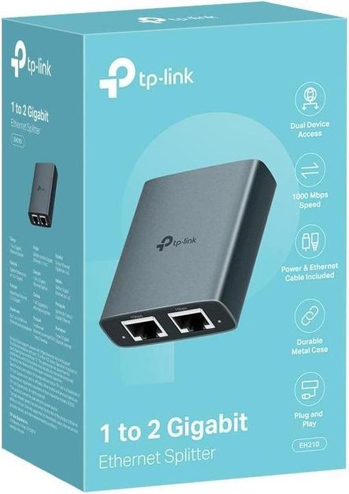 Actual product image TP-Link EH210, Black, Metal, 0 - 40 °C, 10 - 90%, 58 mm, 53 mm (RJ45 (2x), RJ45 (3x))