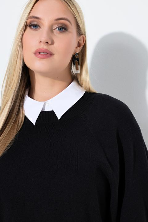 Produktbild Ulla Popken Pullover, kurz, Rundhalsausschnitt, 3/4-Arm (60)