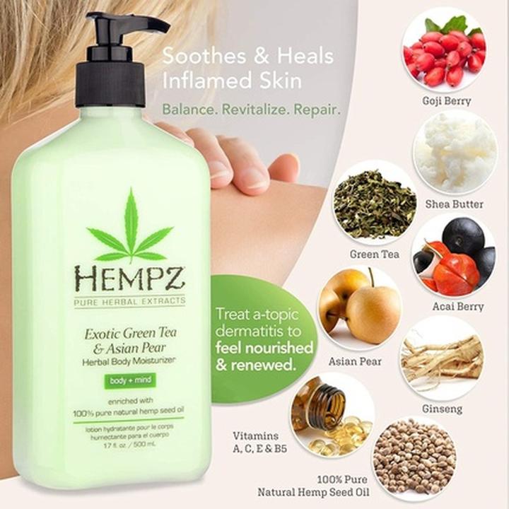 Produktbild Hempz Green Tea and Asian Pear Body Moisturizer 17oz Pump 500ml - 2er-Pack (Körperlotion, 500 ml)