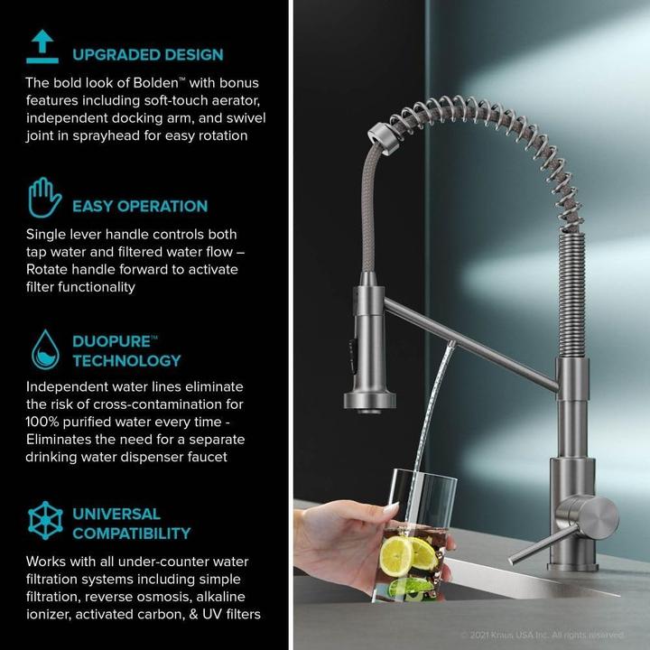Actual product image Kraus Single-Handle Pull-Down Sprayer Kitchen Faucet Water Filtration System